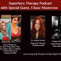 Superhero Therapy podcast promo poster featuring Chase Masterson