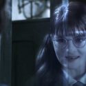 Harry Potter movie still of Moaning Myrtle talking with Harry Potter