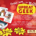 Upbeat Geek card deck promotional flyer for the Holidays