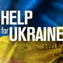 Ukrainian flag with the words: "Help for Ukraine"